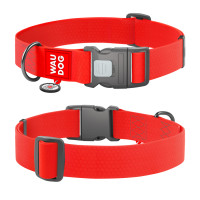 Нашийник для собак водостійкий WAUDOG Waterproof з QR паспортом, пластиковий фастекс, XXL, Ш 40 мм, Дов 46-70 см, червоний