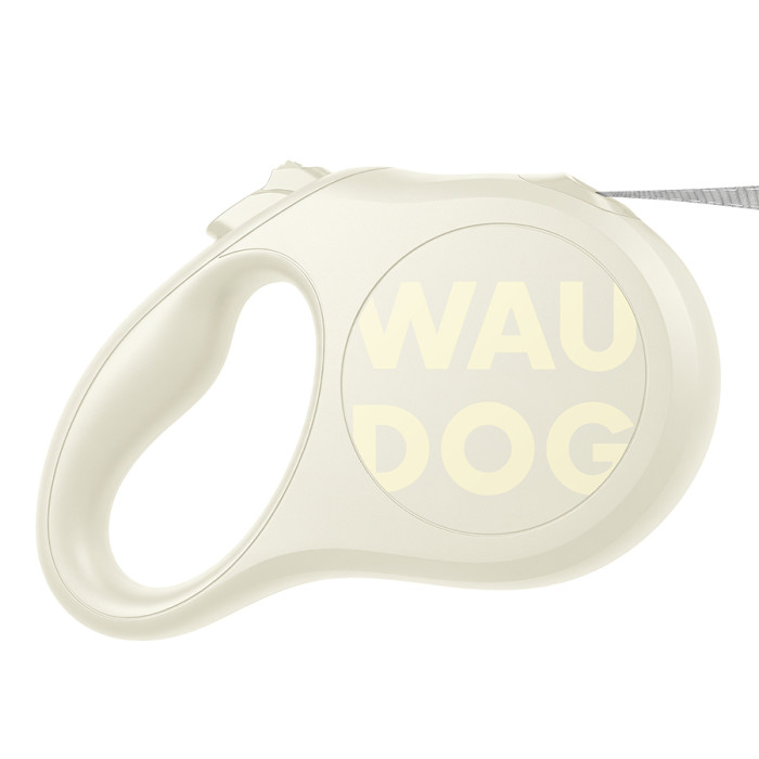 Повідець-рулетка для собак WAUDOG R-leash Monochrome White, L, до 50 кг, 5 м, світловідбивна стрічка, біла