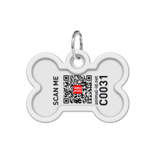 Адресник для собак і котів металевий WAUDOG Smart ID з QR паспортом, малюнок "Французький бульдог", кістка, Д 40 мм, Ш 28 мм