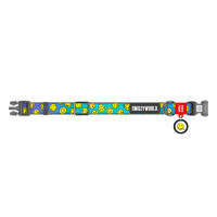 Нашийник для собак нейлоновий WAUDOG Nylon з QR-паспортом, малюнок "Смайли на блакитному", пластиковий фастекс, L, Ш 25 мм, Дов 33-49 см