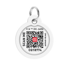 Адресник для собак і котів металевий WAUDOG Smart ID з QR паспортом, малюнок "Бетмен ескіз", коло, Д 30 мм