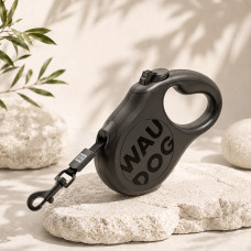 Повідець-рулетка для собак WAUDOG R-leash Monochrome Black, S, до 15 кг, 5 м, світловідбивна стрічка, чорна