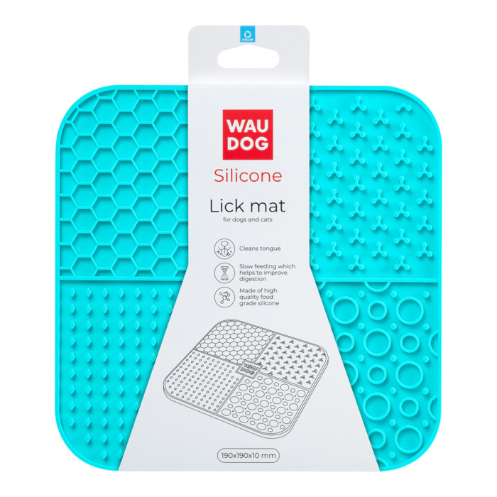 Килимок для злизування WAUDOG Silicone, 190х190х10 мм, блакитний
