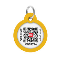 Адресник для собак і котів металевий WAUDOG Smart ID з QR паспортом, малюнок "Градієнт помаранчевий", коло, Д 30 мм