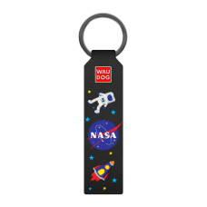 Брелок WAUDOG Design з малюнком "NASA", преміум шкіра (ширина 20мм, довжина 95мм) чорний