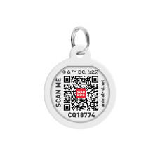 Адресник для собак і котів металевий WAUDOG Smart ID з QR паспортом, малюнок "Супермен ретро", коло, Д 25 мм