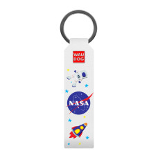 Брелок WAUDOG Design з малюнком "NASA", преміум шкіра (ширина 20мм, довжина 95мм) білий