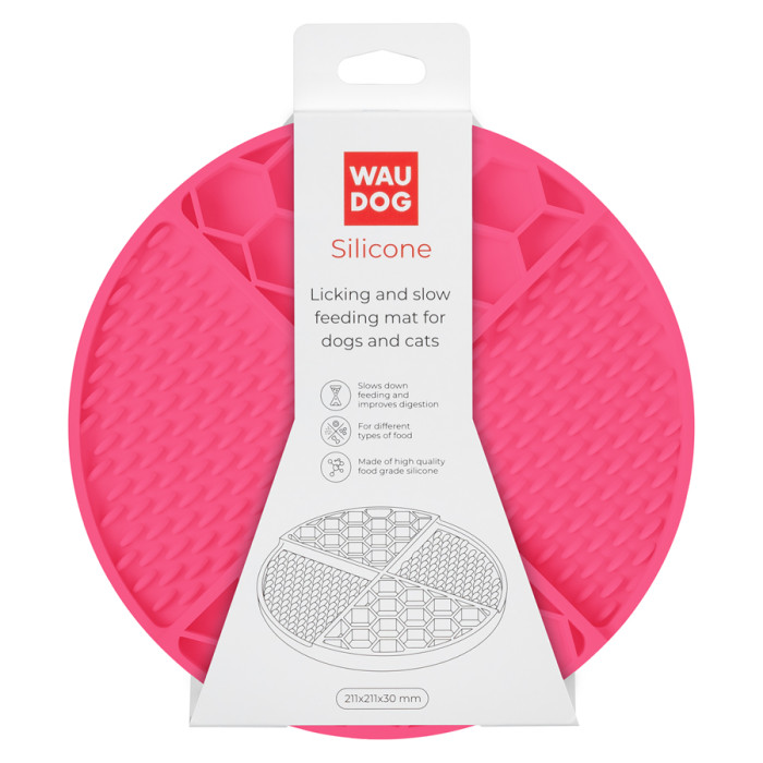 Килимок для злизування і повільного харчування WAUDOG Silicone, 211х211х30 мм, рожевий