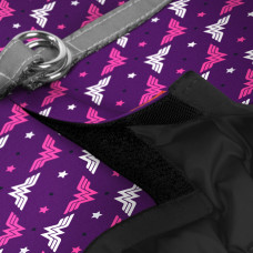 Шлея для собак м'яка WAUDOG Clothes з QR паспортом, малюнок "Диво-жінка фіолет", XS1, В 24-27 см, С 18-20 см