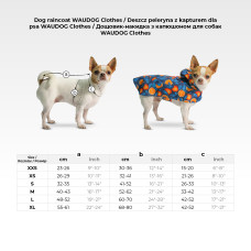 Дощовик-накидка з капюшоном для собак WAUDOG Clothes, малюнок "Банани на рожевому", А 23-26 см, B 30-36 см, С 15-20 см