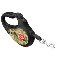 Повідець-рулетка для собак WAUDOG R-leash, малюнок "Мілітарі", L, до 50 кг, 5 м, світловідбиваюча стрічка