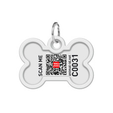 Адресник для собак і котів металевий WAUDOG Smart ID з QR паспортом, малюнок "Око монстра", кістка, Д 40 мм, Ш 28 мм