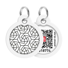 Адресник для собак і котів металевий WAUDOG Smart ID з QR паспортом, малюнок "Геометрія", коло, Д 30 мм