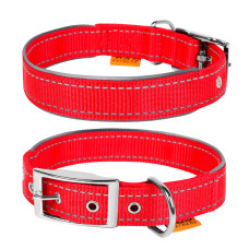 Нашийник "Dog Extreme" з нейлону, подвійний зі світловідбиваючою вставкою (ширина 40мм, довжина 46-58см) червоний