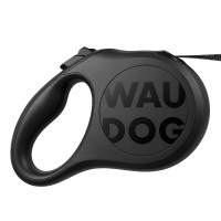 Повідець-рулетка для собак WAUDOG R-leash Monochrome Black, M, до 25 кг, 5 м, світловідбивна стрічка, чорна