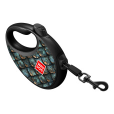 Повідець-рулетка для собак WAUDOG R-leash з контейнером для пакетів, малюнок "Луска", світловідбивна стрічка, S, до 12 кг, 3 м