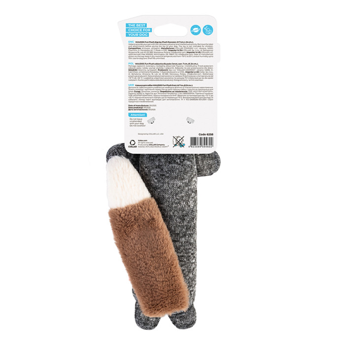 Іграшка для собак WAUDOG Fun Plush Єнот, трикотаж, Ш 7 см, Д 24 см, L