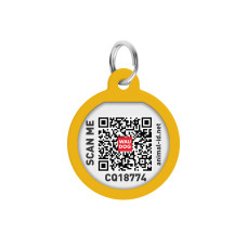 Адресник для собак і котів металевий WAUDOG Smart ID з QR паспортом, малюнок "Градієнт помаранчевий", коло, Д 25 мм