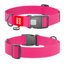 Нашийник для собак водостійкий WAUDOG Waterproof з QR паспортом, пластиковий фастекс, XXL, Ш 40 мм, Дов 46-70 см, рожевий