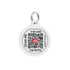 Адресник для собак та котів металічний WAUDOG Smart ID з QR паспортом, малюнок "Харлі Квін", круг, Д 25 мм