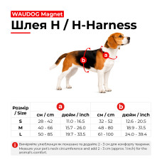 Шлея для собак водостійка анатомічна Н-подібна WAUDOG Magnet з QR-паспортом, магнітна пряжка-фастекс, М, Ш 20 мм, А 40-66 см, В 48-80 см, фіолетовий