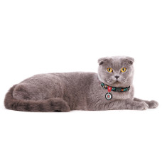 Нашийник для котів та дрібних порід собак нейлоновий WAUDOG Nylon з QR паспортом, малюнок "Зубасті монстри", пластиковий фастекс, XS, Ш 10 мм, Дов 20-30 см
