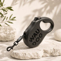 Повідець-рулетка для собак WAUDOG R-leash Monochrome Black, M, до 25 кг, 5 м, світловідбивна стрічка, чорна