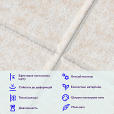 Звукоізоляційна панель 300х300х9мм Молочний меланж SW-00002701