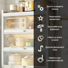 Шафа мобільна для зберігання розкладна триярусна з сталі 70х36х112,8см Світло-сірий SW-00002116
