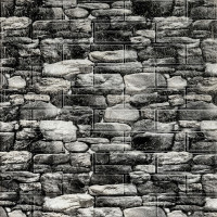 Декоративна 3D панель самоклейка 700х770х5мм Чорний камінь Катеринославський (040) SW-00000483
