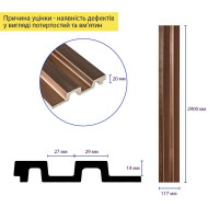 Рейка декоративная PS 2900х117х20мм Под коричневую кожу с бронзой SW-00002147-