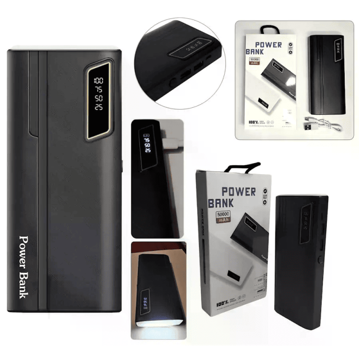 Мобільна зарядка Power Bank UN-3104 50000mAh із швидкою зарядкою та ліхтариком • Портативний зовнішній акумулятор 50000 мАг на 2 USB для телефона, планшета та гаджетів