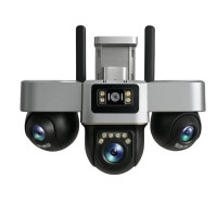 4G камера відеоспостереження Smart Net Camera V380 біла • Вулична IP-камера з 3 незалежними поворотними об’єктивами, SIM-карткою, Wi-Fi та нічним баченням