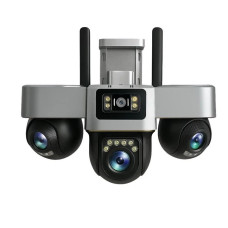 4G камера відеоспостереження Smart Net Camera V380 біла • Вулична IP-камера з 3 незалежними поворотними об’єктивами, SIM-карткою, Wi-Fi та нічним баченням