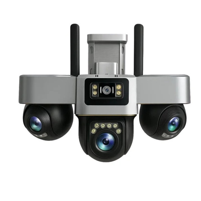4G камера відеоспостереження Smart Net Camera V380 біла • Вулична IP-камера з 3 незалежними поворотними об’єктивами, SIM-карткою, Wi-Fi та нічним баченням