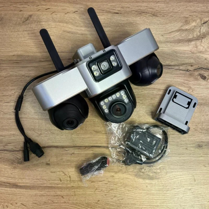 4G камера відеоспостереження Smart Net Camera V380 біла • Вулична IP-камера з 3 незалежними поворотними об’єктивами, SIM-карткою, Wi-Fi та нічним баченням
