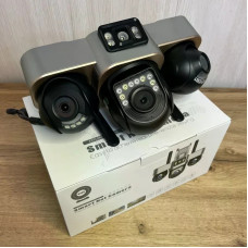 4G камера відеоспостереження Smart Net Camera V380 біла • Вулична IP-камера з 3 незалежними поворотними об’єктивами, SIM-карткою, Wi-Fi та нічним баченням