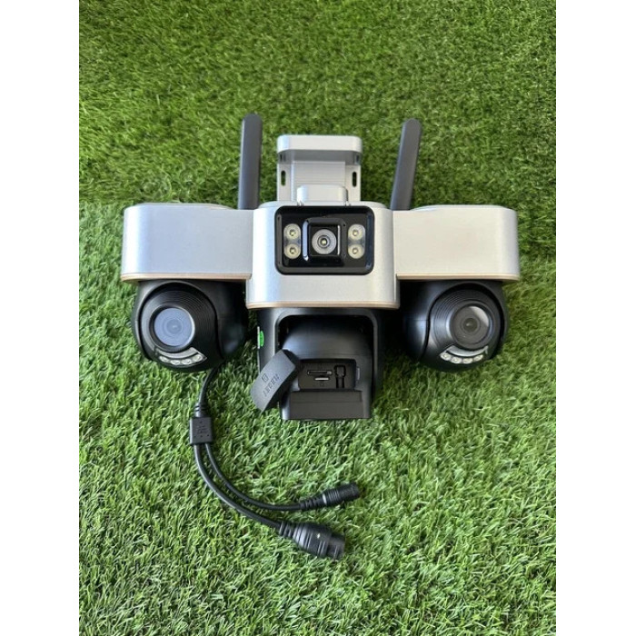 4G камера відеоспостереження Smart Net Camera V380 біла • Вулична IP-камера з 3 незалежними поворотними об’єктивами, SIM-карткою, Wi-Fi та нічним баченням
