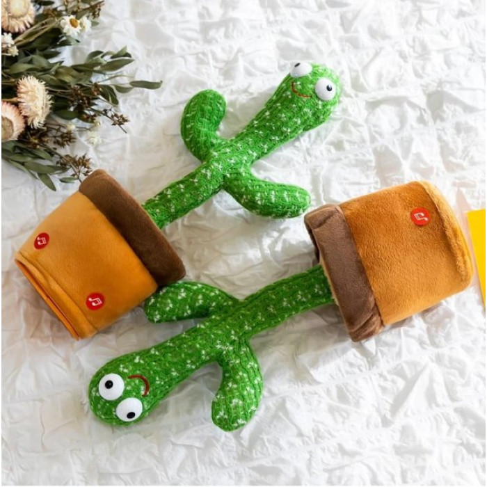 Музична іграшка Танцюючий співаючий кактус Dancing Cactus TikTok з підсвіткою і функцією повторення · Кактус – повторюшка USB зарядка