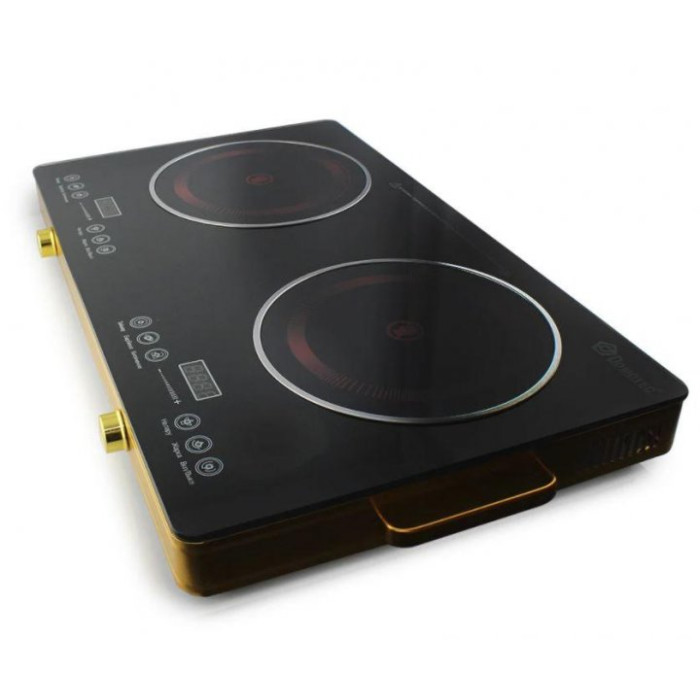Плита инфракрасная на 2 конфорки Domotec MS-5881 ∙ Электроплита двухконфорочная 3500 Вт ∙ Сенсорное управление