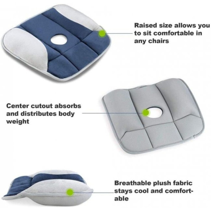 Ортопедична подушка для сидіння WOW Pure Posture Memory Foam Сидіння ортопедичне на стілець / автокрісло для розвантаження хребта