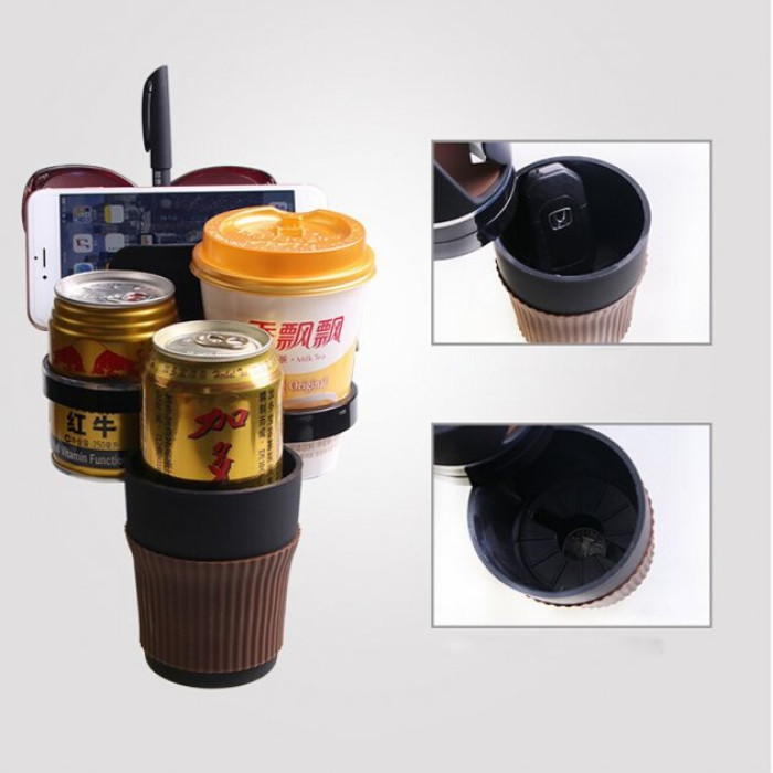 Автомобільний холдер підстаканник у машину Car holder Multi cup 5 в 1 ∙ Мультичашка – органайзер тримач склянок, напоїв, телефону та аксесуарів