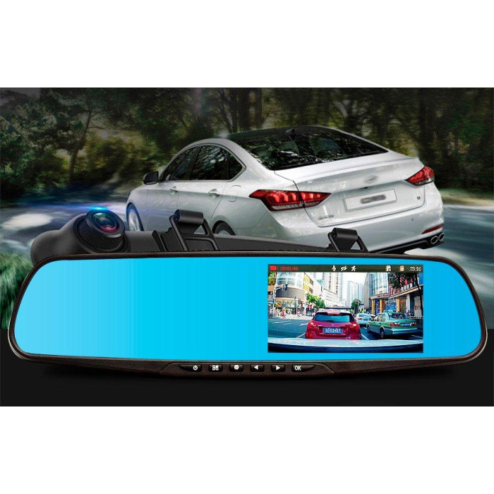 Відеореєстратор – дзеркало Blaсkbox DVR AK47 з камерою заднього виду ∙ Автомобільний реєстратор на 2 камери Full HD ∙ Режим фото 5 МП ∙ Датчик руху/удару ∙ Нічна зйомка ∙ Мікрофон