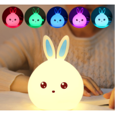 Дитячий світильник – нічник Зайчик LED Rabbit Soft Touch силіконовий із вбудованим акумулятором ∙ 7 режимів свічіння