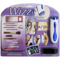 Епілятор електричний для видалення волосся Wizzit з набором інструментів для манікюру 2 в 1 ∙ Косметичний дорожній набір Електроепілятор + Манікюрний набір у чохлі