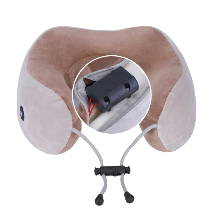 Массажная подушка для шеи с памятью U-Shaped Upgrade Vibration Pillow от батареек