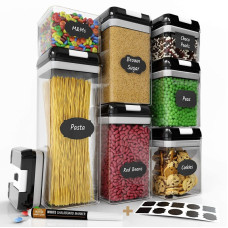 Набір контейнерів FOOD Storage Container Set для зберігання їжі, сипких та круп ∙ 7 ємностей з герметичними кришками ∙ 10 стікерів - етикеток + маркер у комплекті