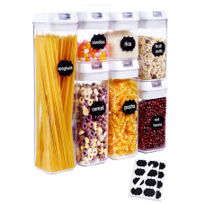 Набір контейнерів FOOD Storage Container Set для зберігання їжі, сипких та круп ∙ 7 ємностей з герметичними кришками ∙ 10 стікерів - етикеток + маркер у комплекті