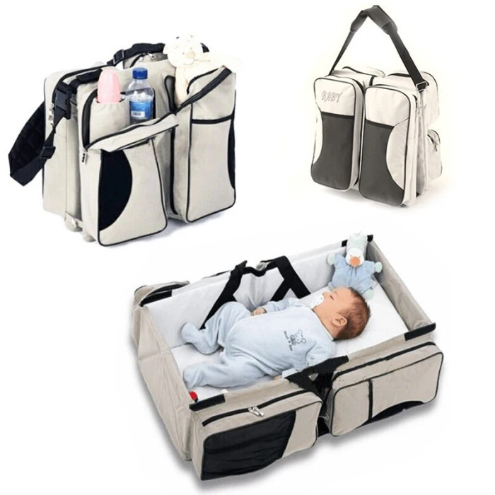 Багатофункціональна складана сумка – ліжко для перенесення дитини Ganen baby bed and bag Бежева