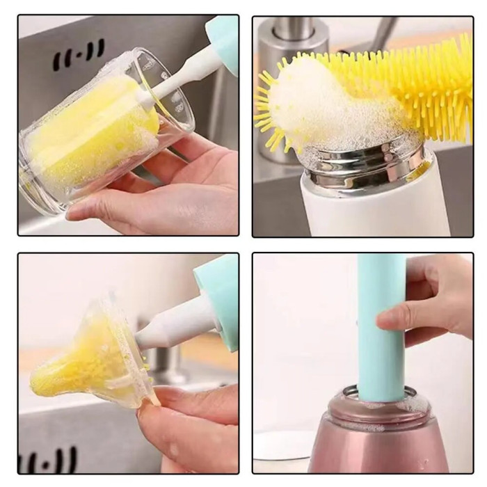 Електрична бездротова щітка – йорж Cup Cleaning Brush з насадками для прибирання та миття посуду · USB зарядка